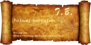 Tolnay Bertalan névjegykártya